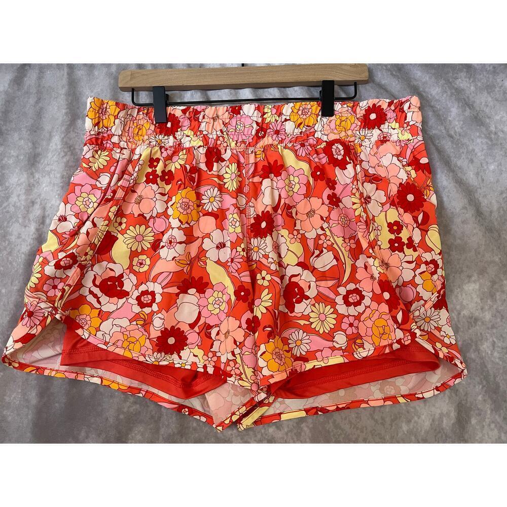Avia Floral Groovy Bloom Orange Running Short XL Active 70s Walking Exercise - Picture 2 of 8